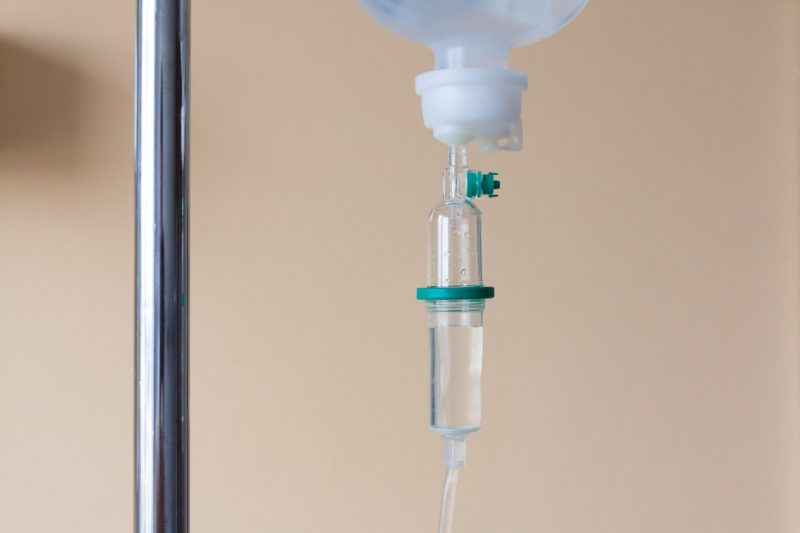 Close up of the IV hydration